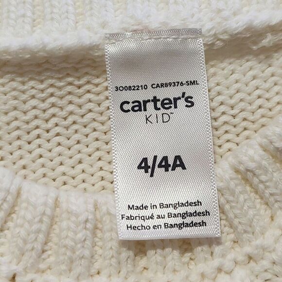Carter's Sweater For Girls Size 4 100%cotton  Color Ivory - Picture 7 of 10